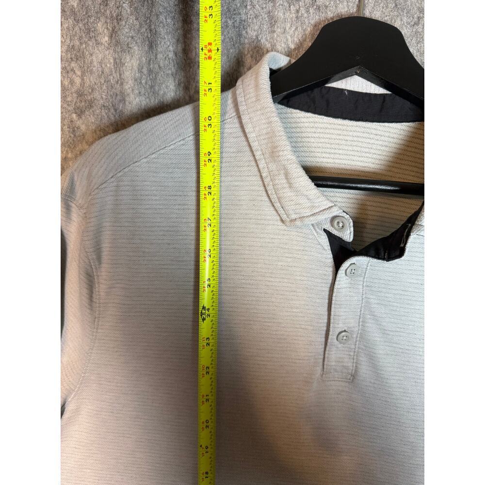 Lululemon Mens Gray Striped XL Performance Polo Stretch Comfort Golf Preppy - Picture 7 of 7